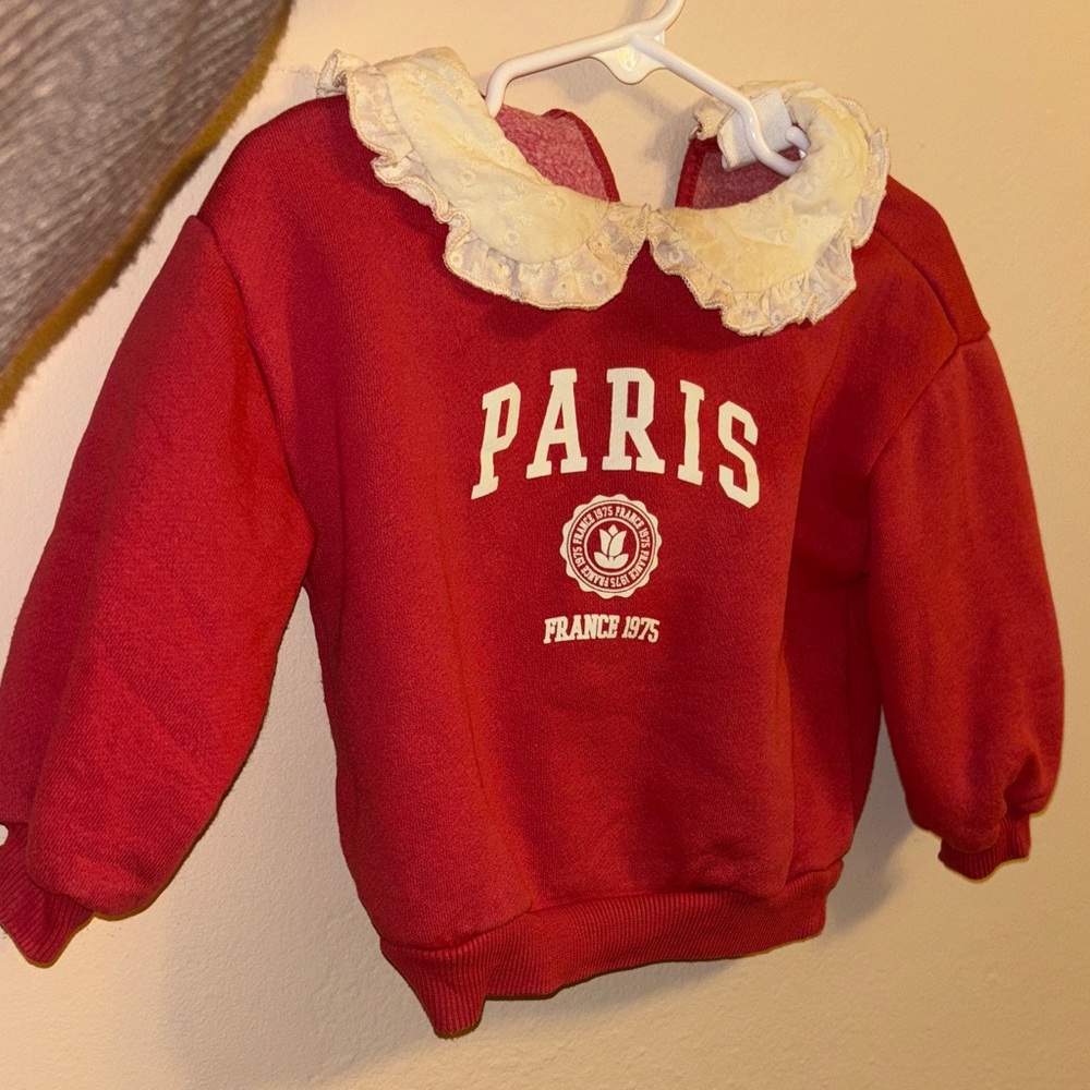 Zara Kids Red Sweatshirt with Lace Collar